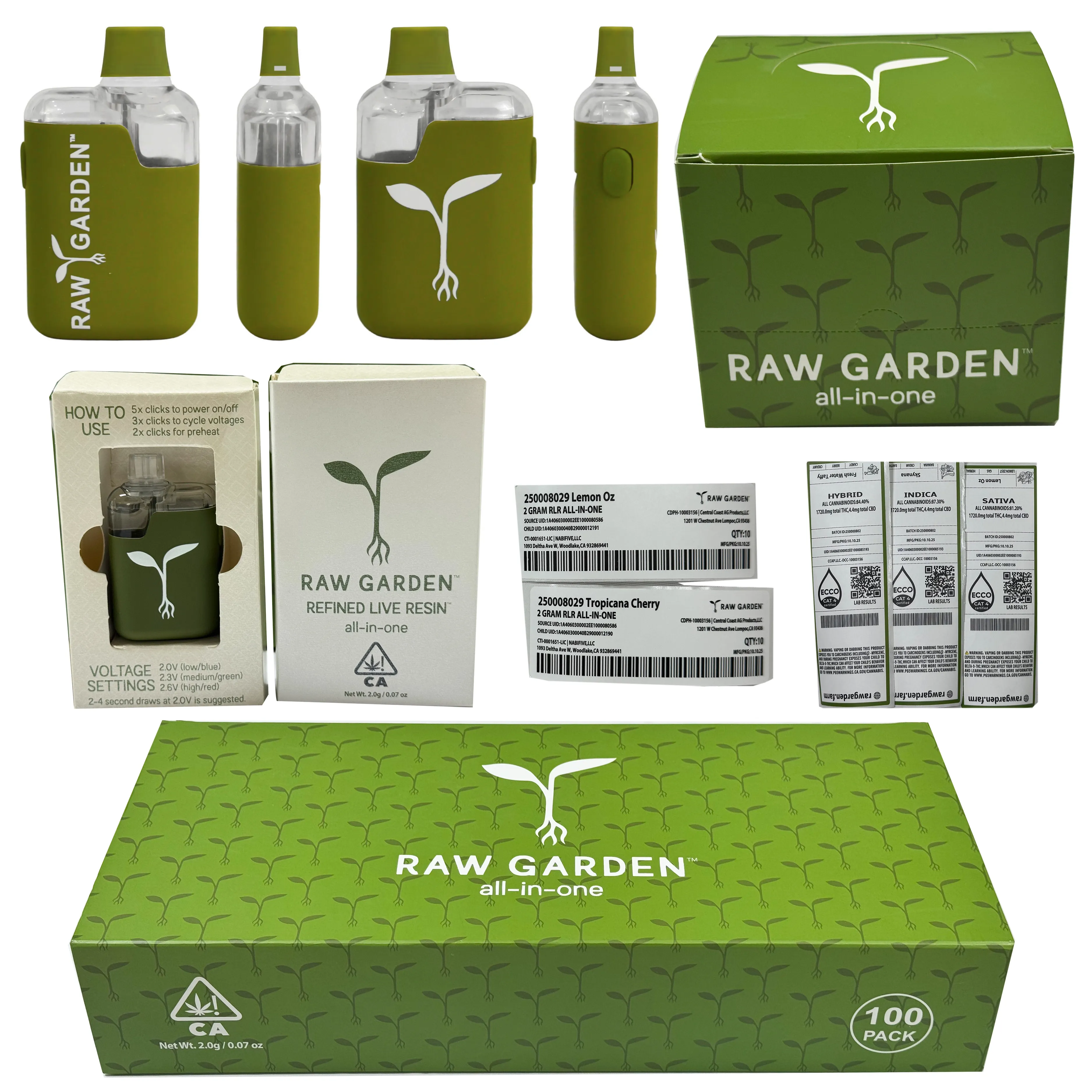 Empty Raw Garden Disposable Live Resin All in One 2g factory